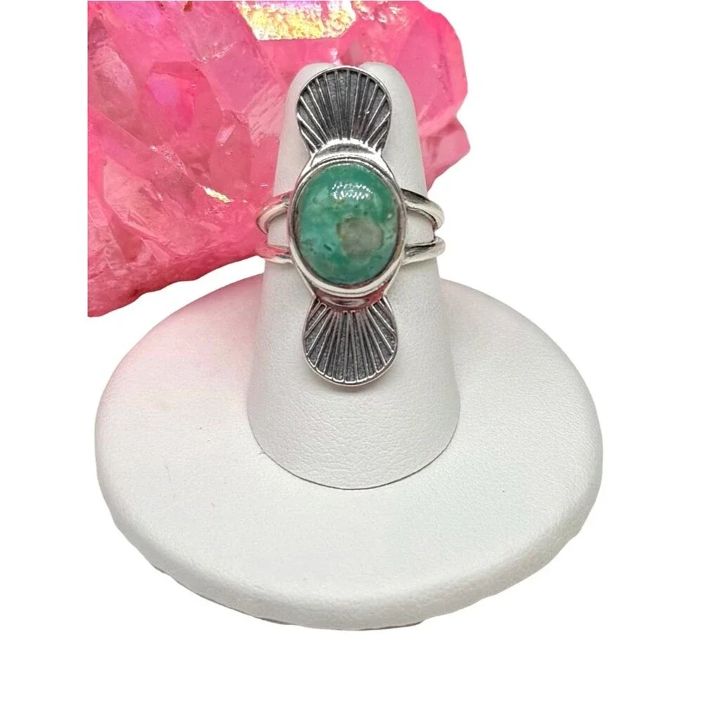 Arizona Mohave Turquoise Ring Size 6 Solid 925 Sterling Silver